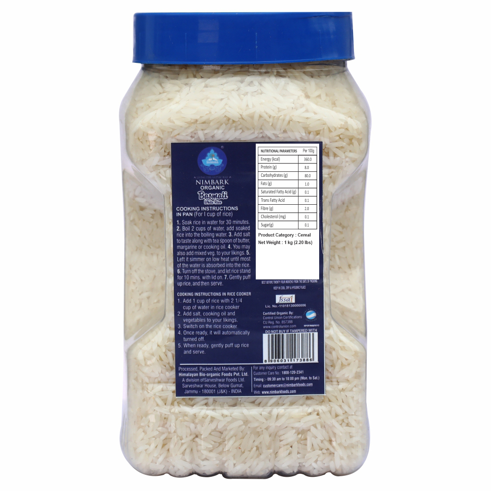Nimbark Organic Basmati Rice Basmati White Rice White Chawal Basmati Chawal 1kg